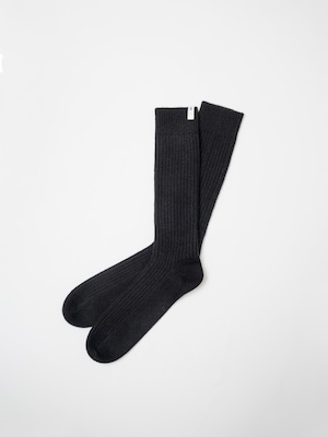 BODHI　CASHMERE CASUAL RIB SOCKS　BLACK　BD17023