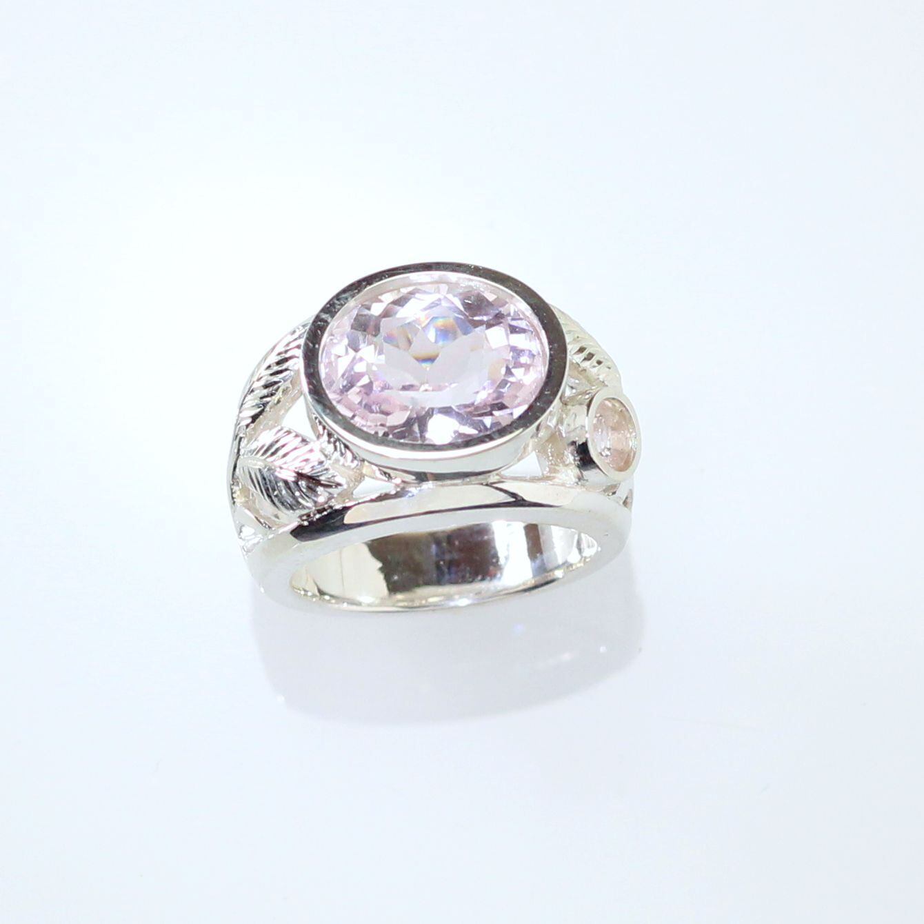 Sv925 クンツァイト&モルガナイトリング 6.15ct・0.24ct