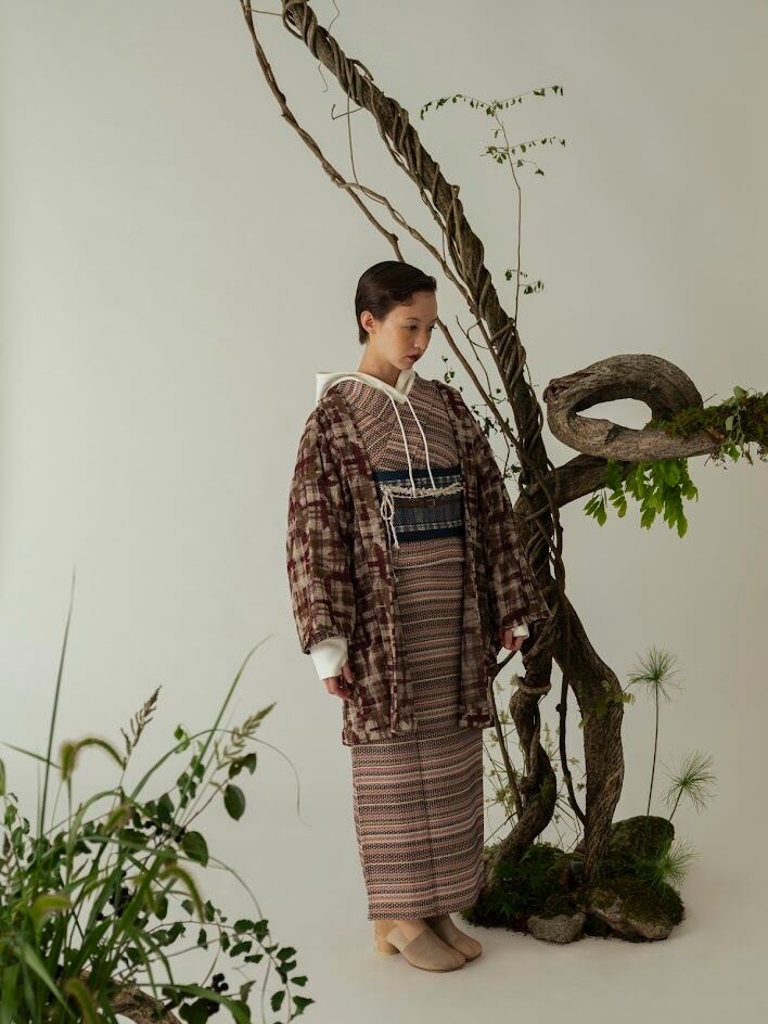羽織 / bend checked / brown | KIMONO ARCH