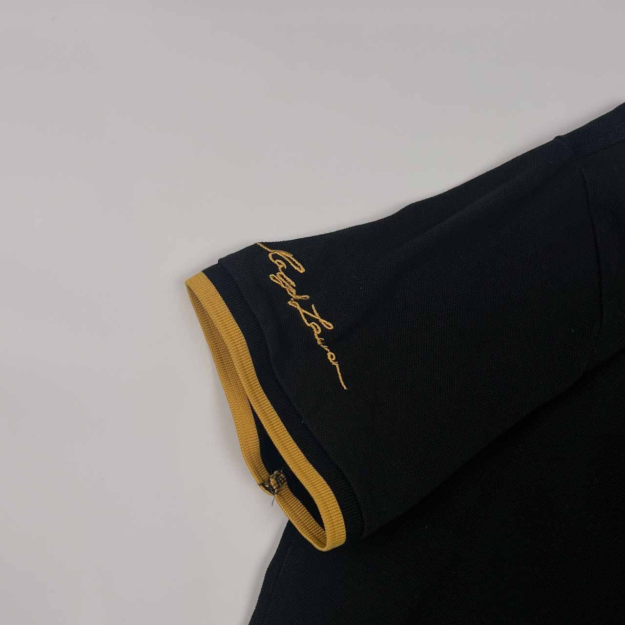 POLO RALPH LAUREN ラルフローレン CUSTOM FIT 鹿の子 半袖 ポロシャツ L/G/ブラック×イエロー メンズ