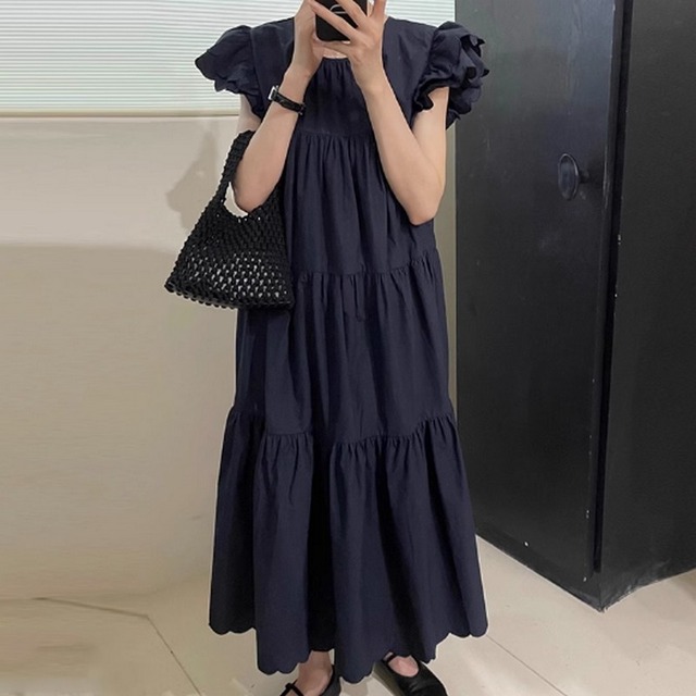 sleeve over knee long dress《2color》