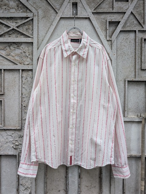 "DKNY JEANS" stitch pattern stripe shirt