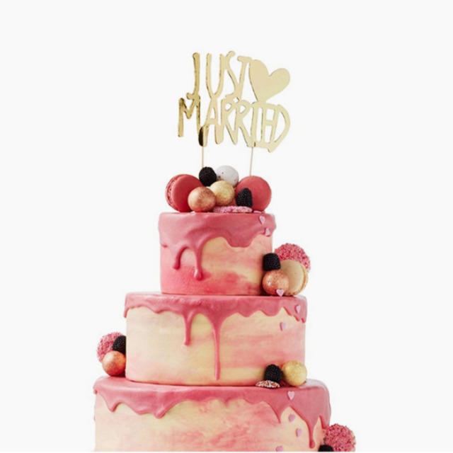 ケーキトッパー　「JUST ♥ MARRIED」