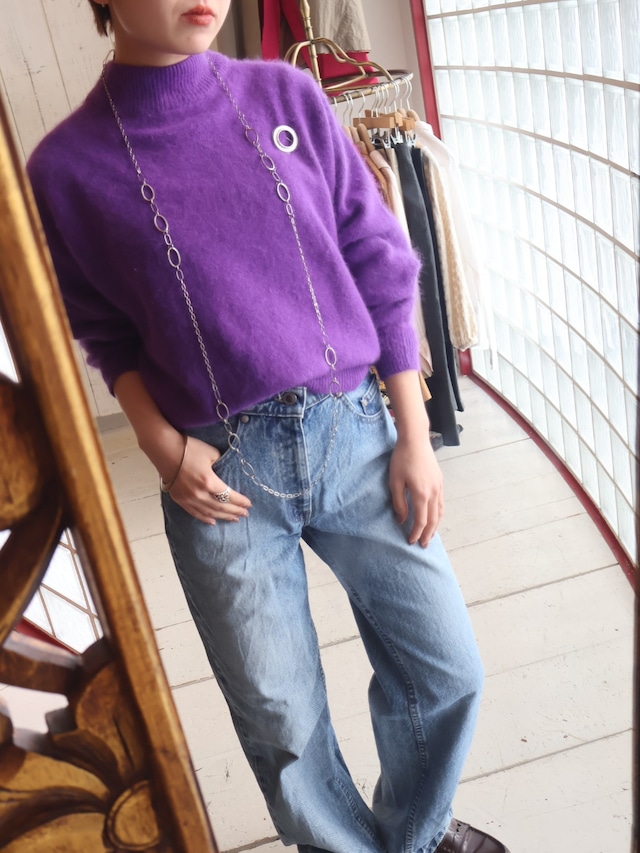 angora high neck knit sweater【1671】