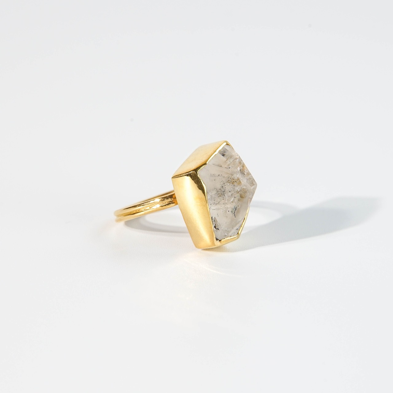 【free size】コールタール インクォーツ リング（No.53)