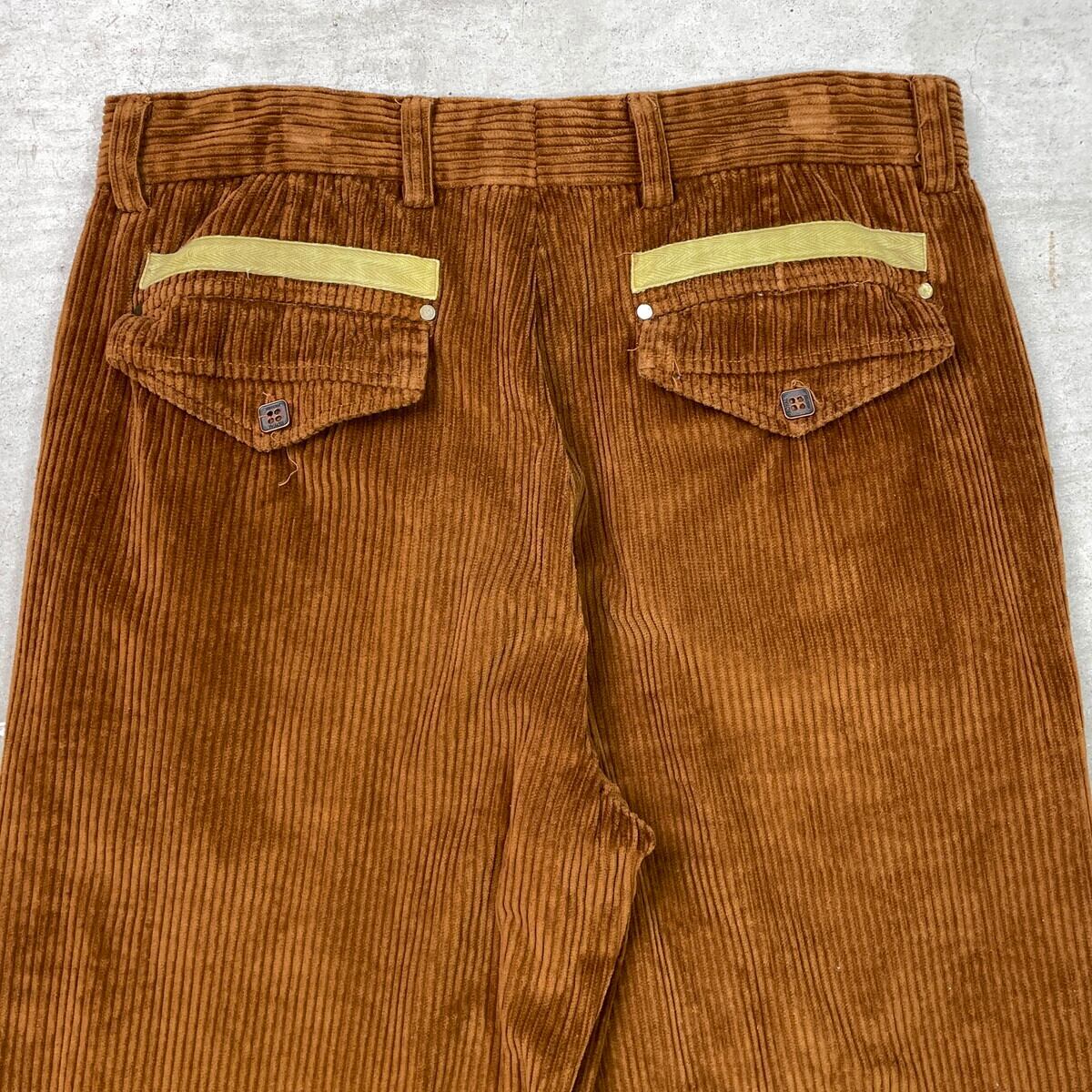 70s Vintage 3タック コーデュロイバギーパンツ ブラウン W32相当