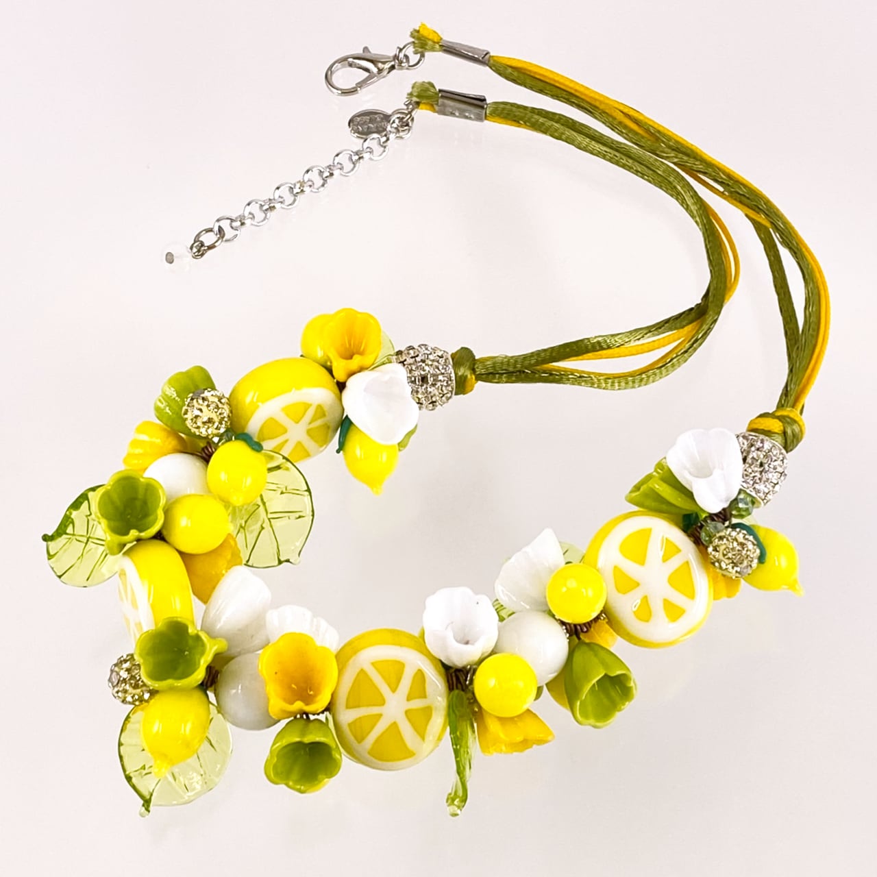 専用ページ ベネチアンガラスチョーカー（ピンク・イエロー） ネックレス ショート ヴェネチアン ベネチアン グラス ガラス 花