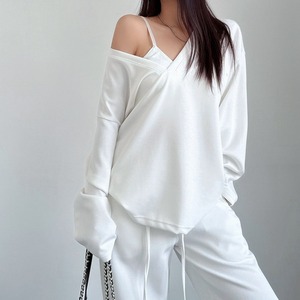 Deep V-Neck Loose Sweatshirt 124438