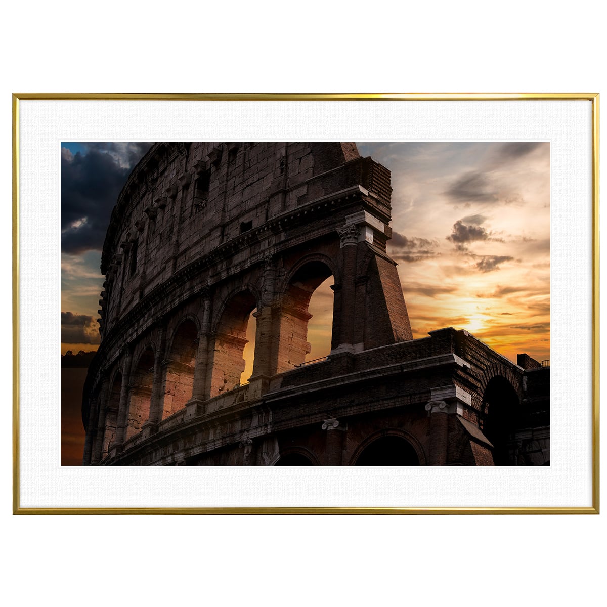 夕日写真 イタリア ローマ コロッセオ インテリアアートポスター額装