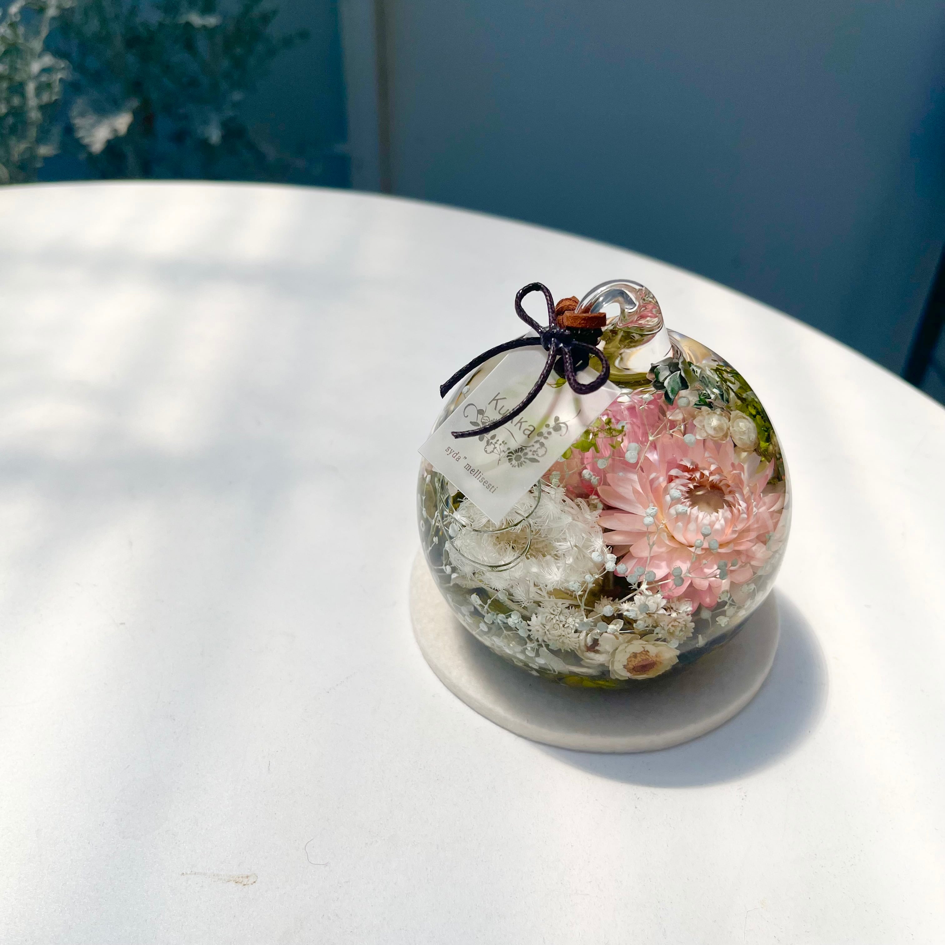 No.341 猫のキーホルダー♡ブルー系✨固まるハーバリウム2個set ペア