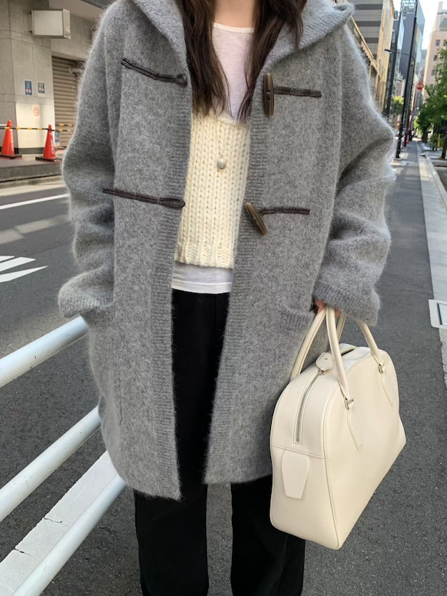 (予約) mellounge / Mohair hooded knit coat 2color