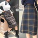 【日本倉庫即納】 チェックスカート レディース ハイウエスト Aラインスカート ひざ丈 ボトムス