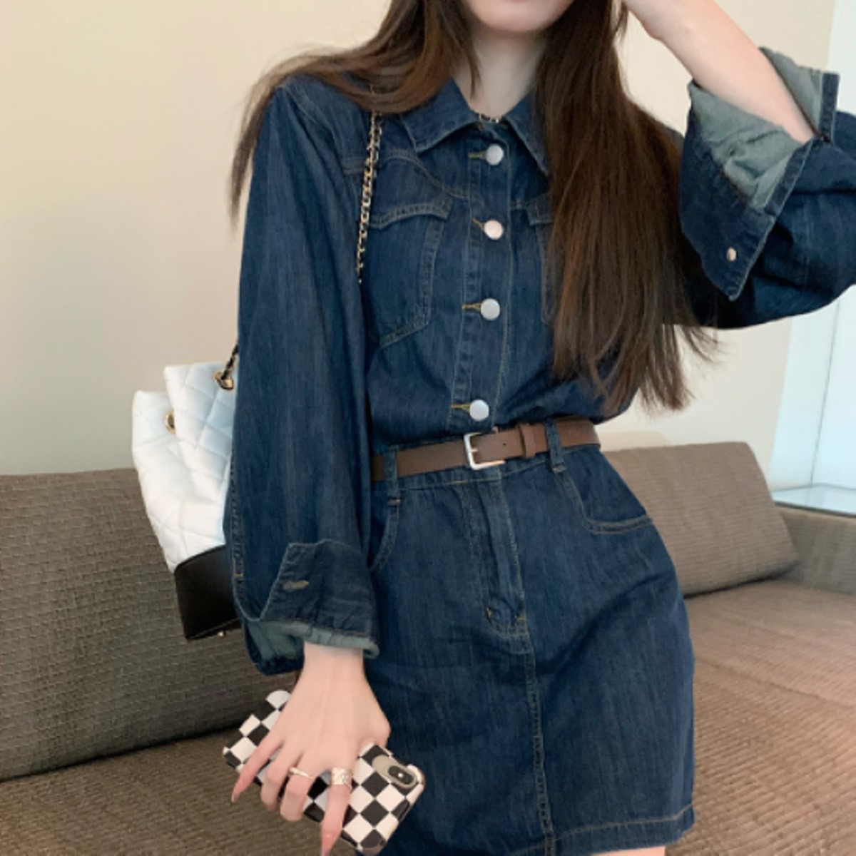 【MIUMIU】ブルーデニムミニワンピース 74acc711c971746d6ace3f8739b5c8
