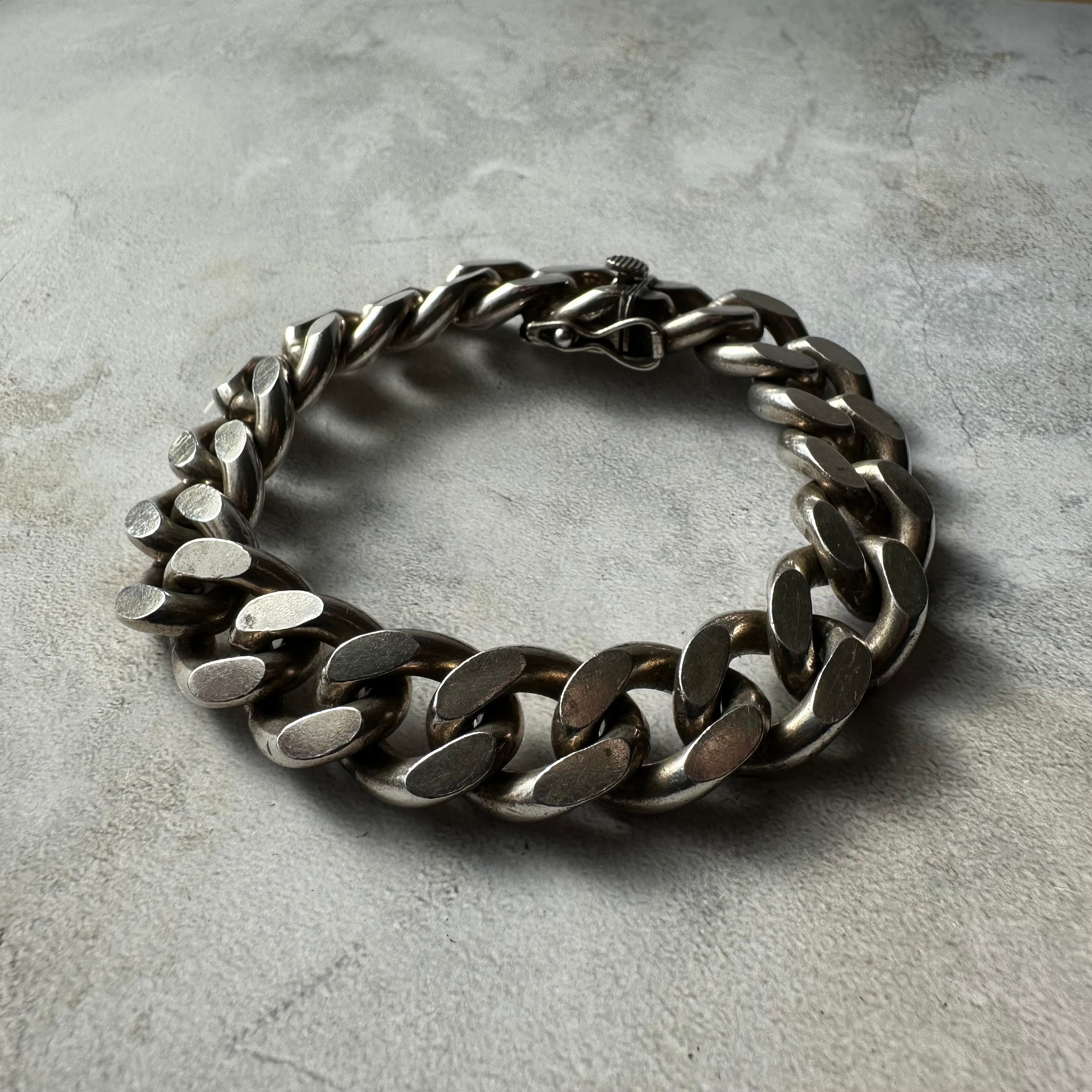 Vintage Heavy Curb Chain Bracelet Silver875 Made in the Former Soviet Union