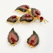 Vintage Painted Leaf Earrings & Blooch Made In Austria