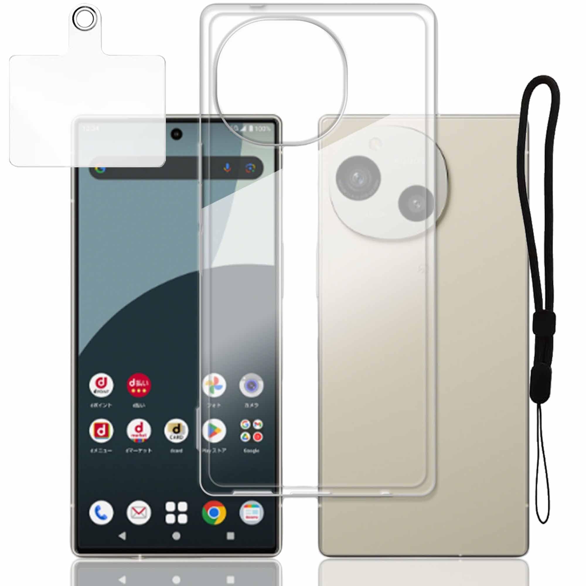 【kawaylJP】AQUOS R10/R9/SH-51E/SH-51F ケース +透明貼付及び短紐 クリア 耐衝撃 耐久性 黄変防止 指紋防止 薄型軽量 柔らかい手触り AQUOS R10 用 ソフト クリア 全面カバー (透明)