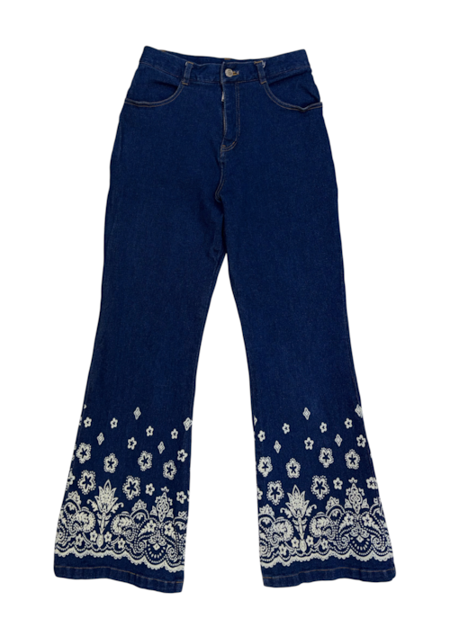DoReMi Unique Series – Floral Hem Flare Jeans