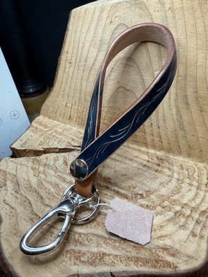 藍染・マフラーキーホルダー(ピンスト唐草)