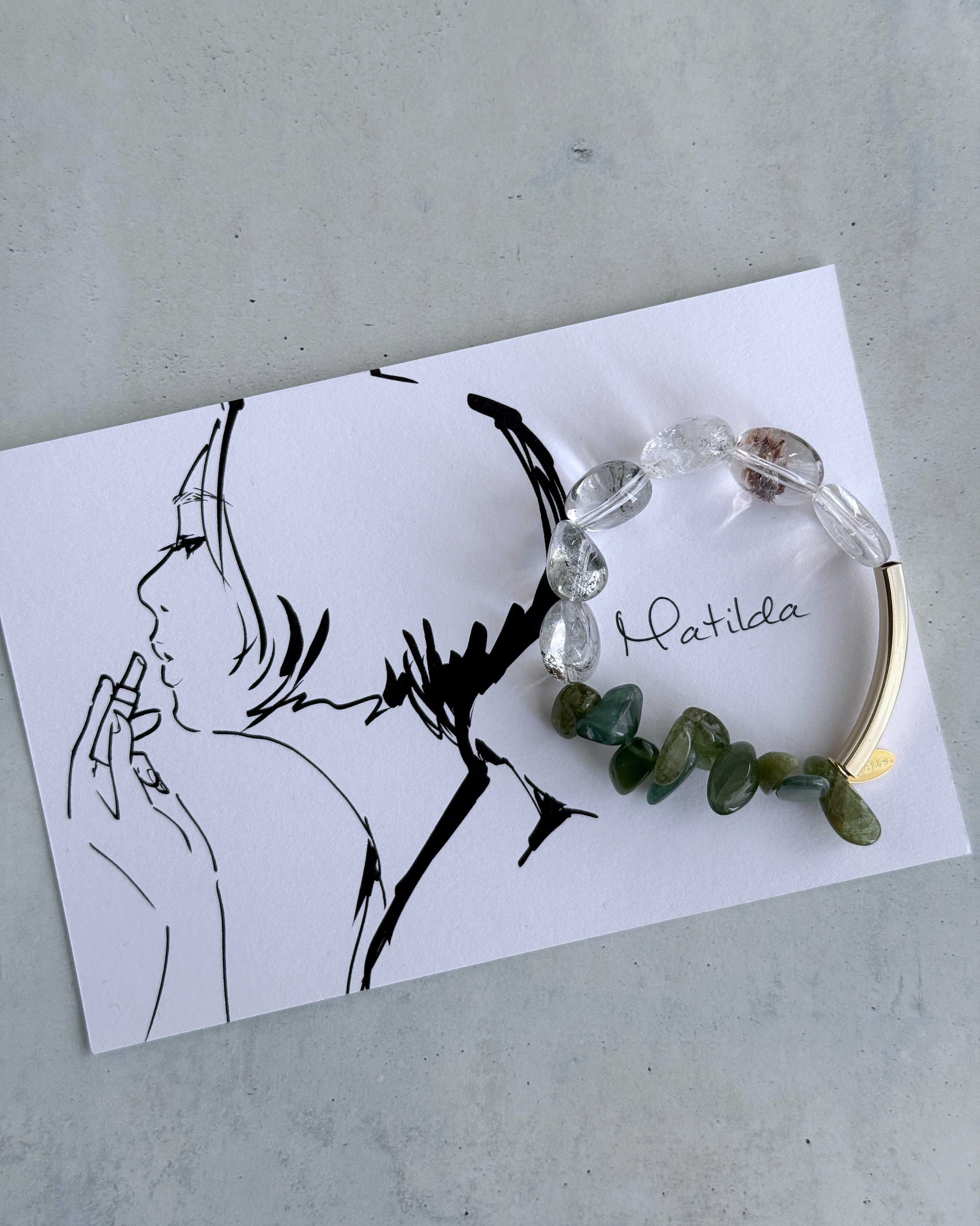 Tube & stone bracelet(ガーデンクォーツ×グリーンアパタイト)