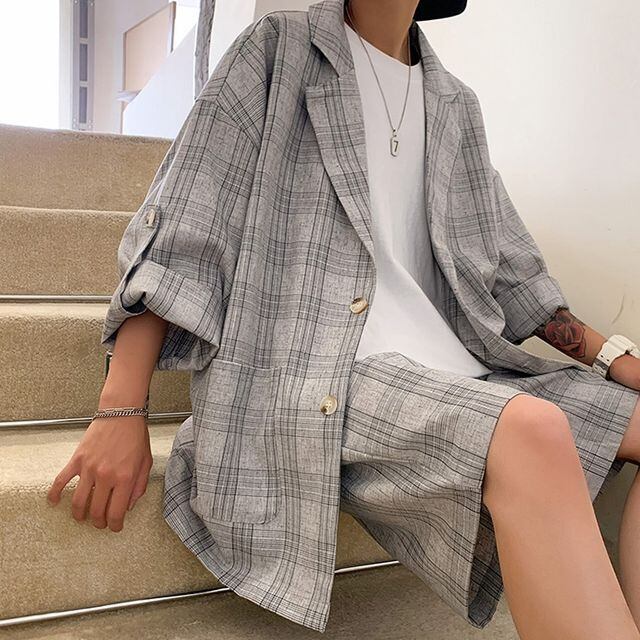 レザレクション セットアップ グレー フード付きジャケット パンツ