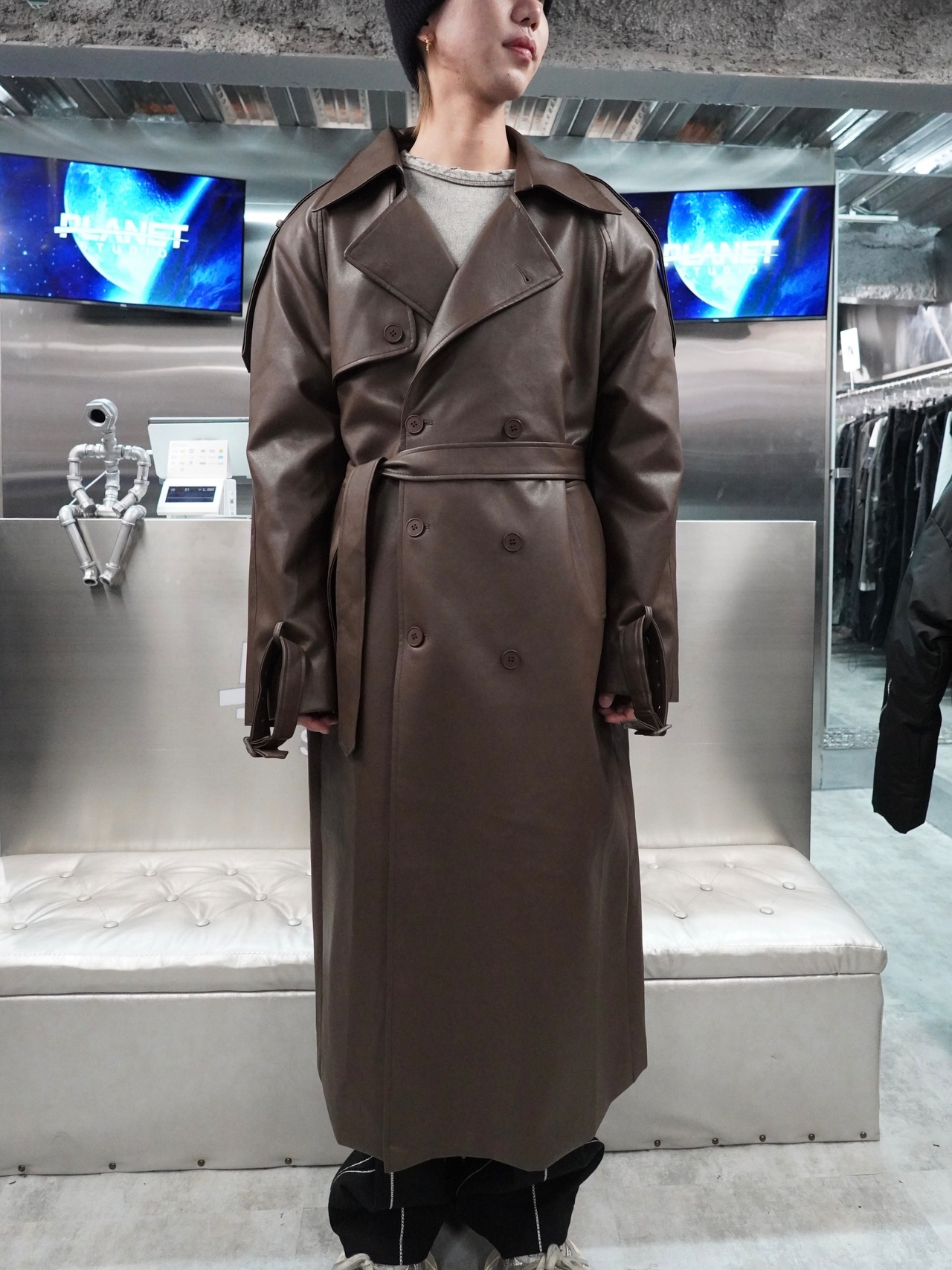 【PLANET STUDIO】leather long coat