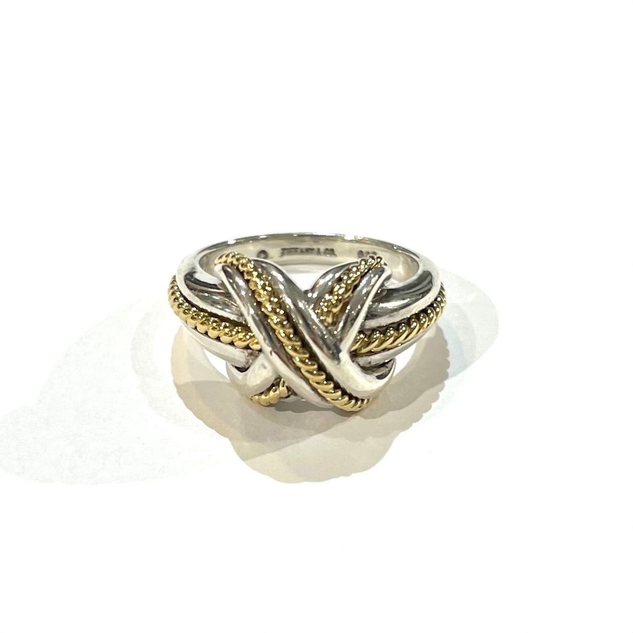 TIFFANY&CO.】【11号】2459 silver925×18kコンビシグネチャーリング/X TIFFANY&CO.】【11号】2459 silver925×18kコンビシグネチャーリング/X