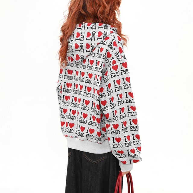 full heart logo zip-up hoodie　フルハートロゴジップアップフーディー　J1295