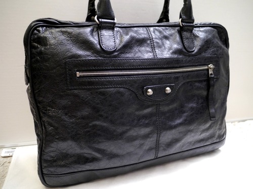 美品◆BALENCIAGA バレンシアガ ミニフォルダー A4対応 男女可 レザー バッグ ブリーフケース 黒◆ 現行でも販売中のビジネス対応モデル♪