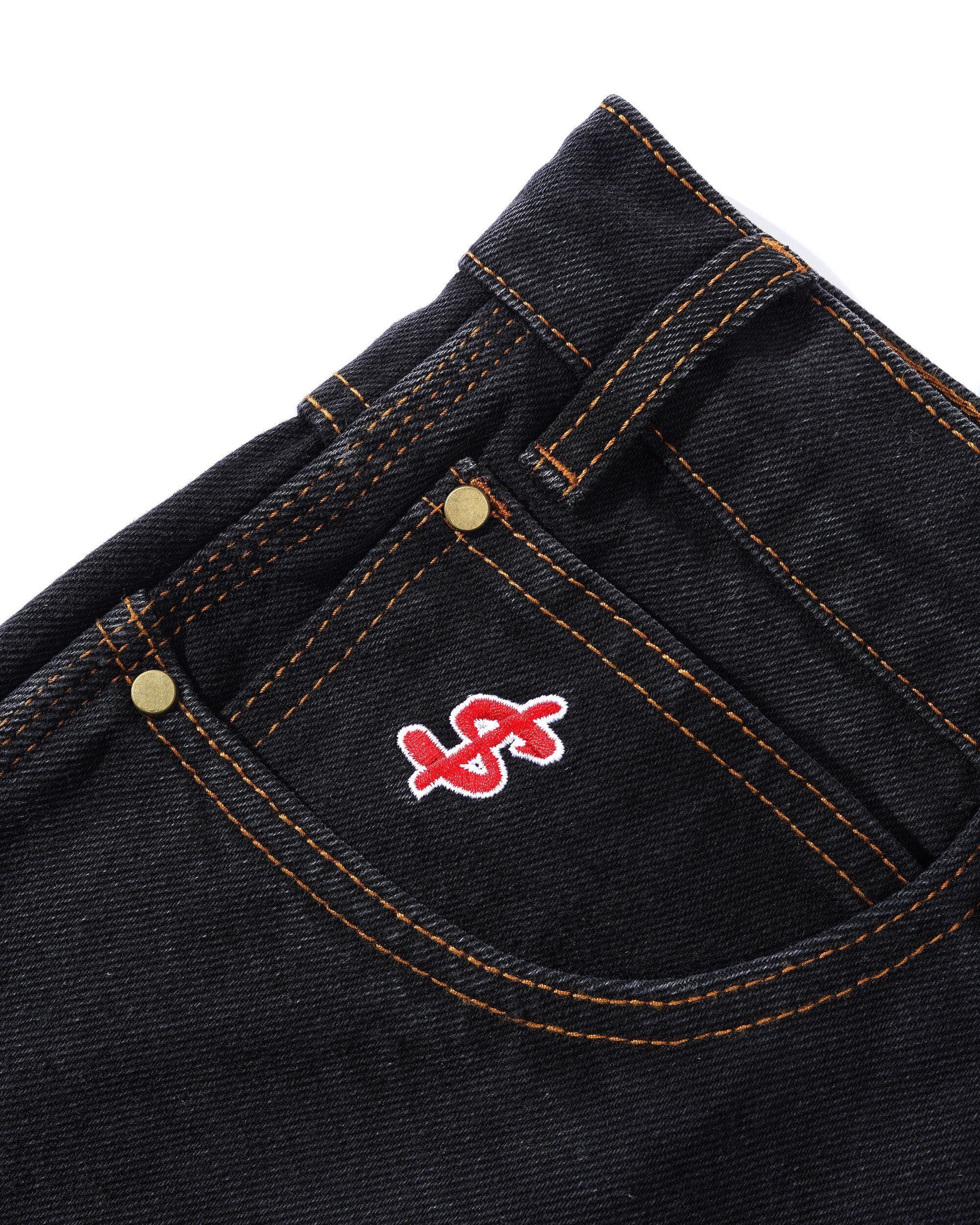 CASH ONLY / Logo Baggy Denim Jeans / Washed Black | GOOD TIMES