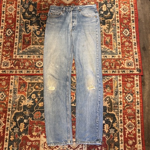 80s USA製 Levi's 501 ハチマル 後期 デニムパンツ W33 L36 W80cm ヴィンテージ ジーンズ グランジ ダメージ リーバイス インディゴ 70s