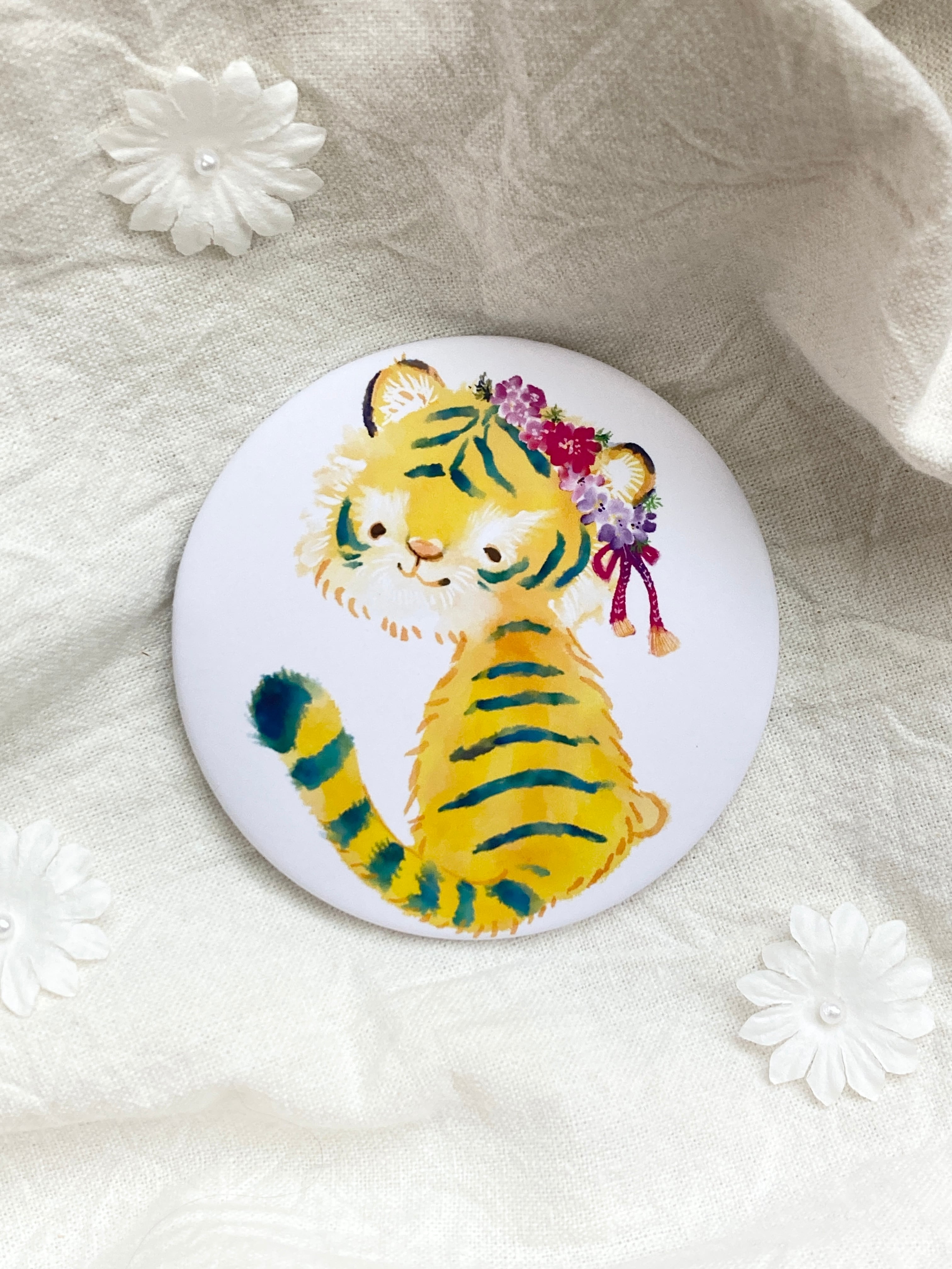 イラストコンパクトミラー◎優しいトラ