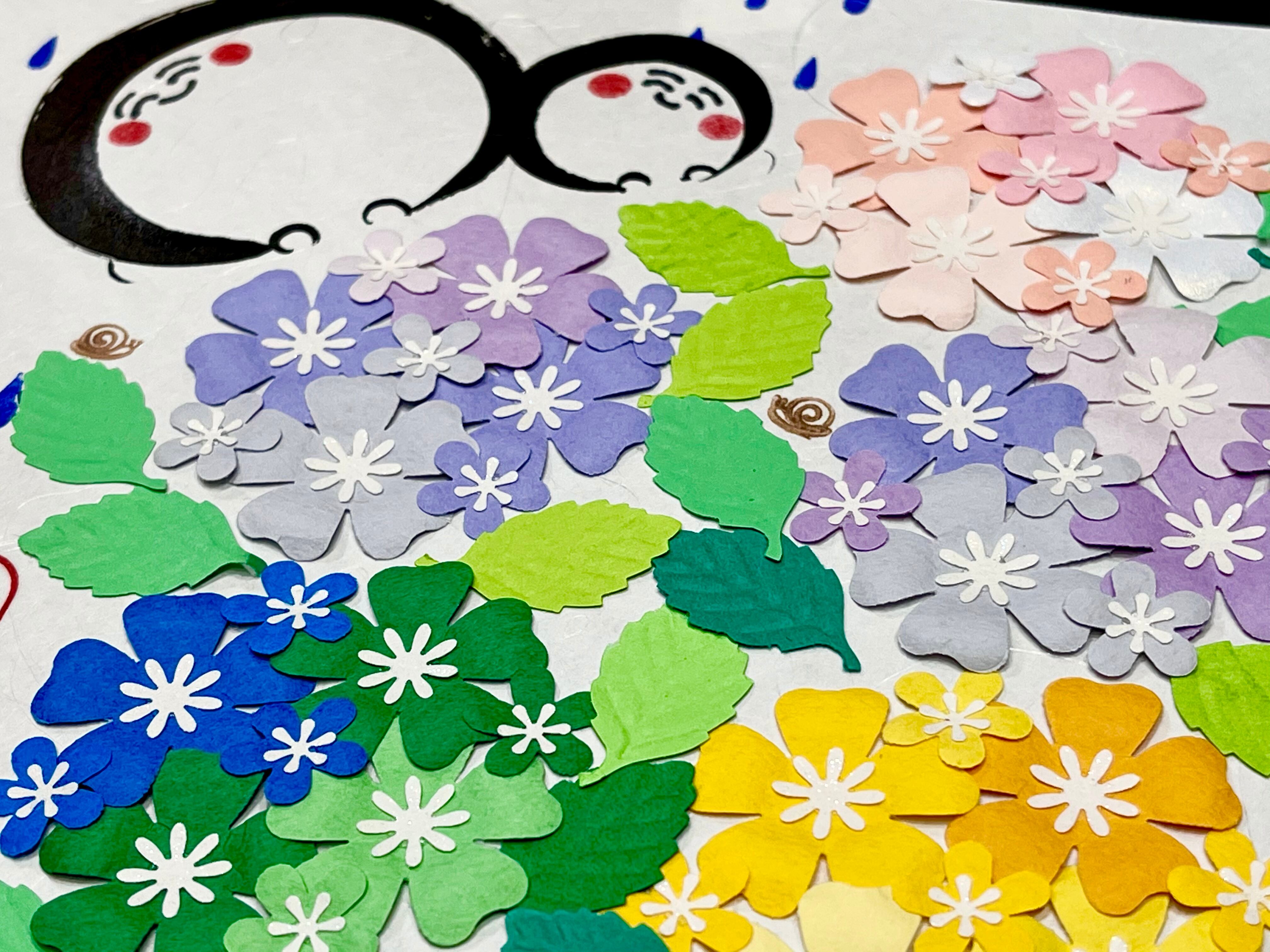 お地蔵さんとお花見（貼り絵）《紫陽花御朱印シリーズ》なくなり