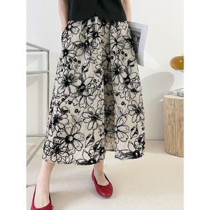 モノトーン 花柄ロングスカート 10011