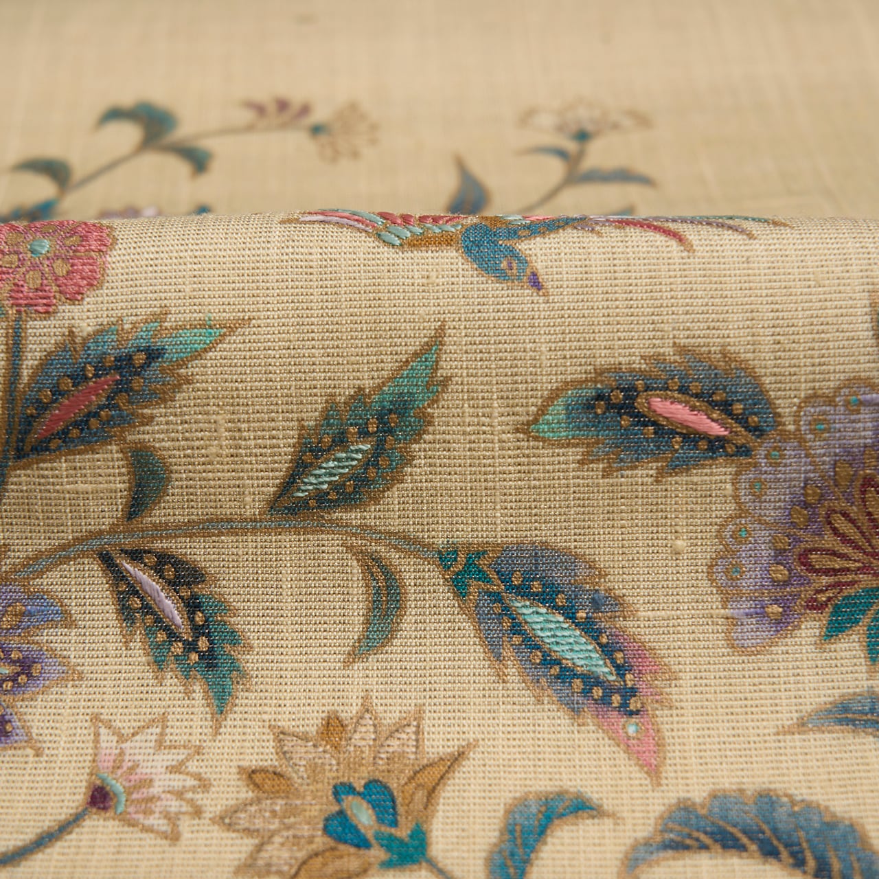 唐花模様 金更紗に手刺繍 袋帯 【中古】 | かわの屋