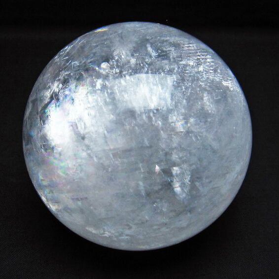 カルサイト 丸玉 虹入り 83mm ホワイトカルサイト スフィア 一点物 151-4964