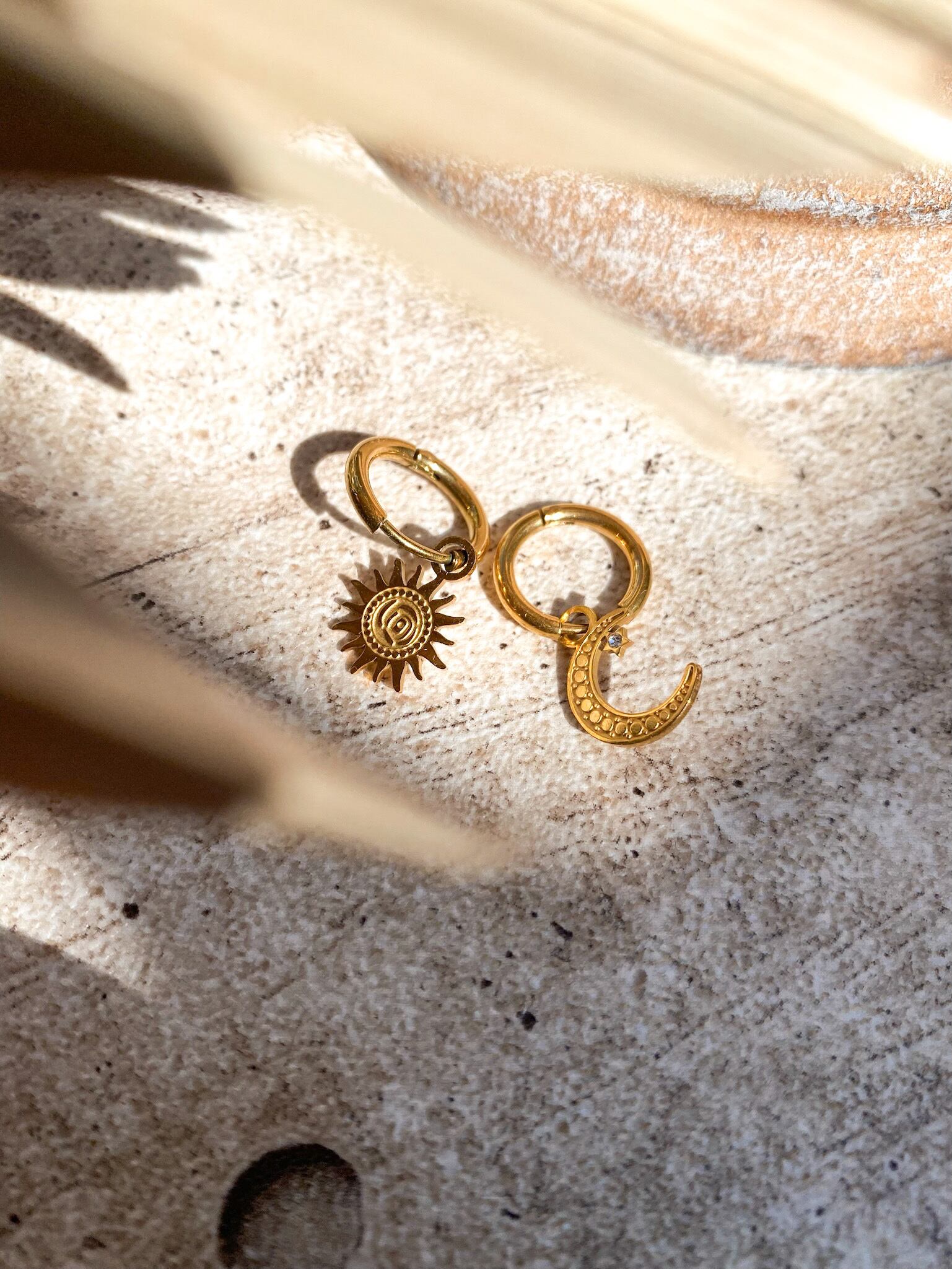 316L Sun moon asymmetry hoop pierce[GLD][SLV] サンムーン