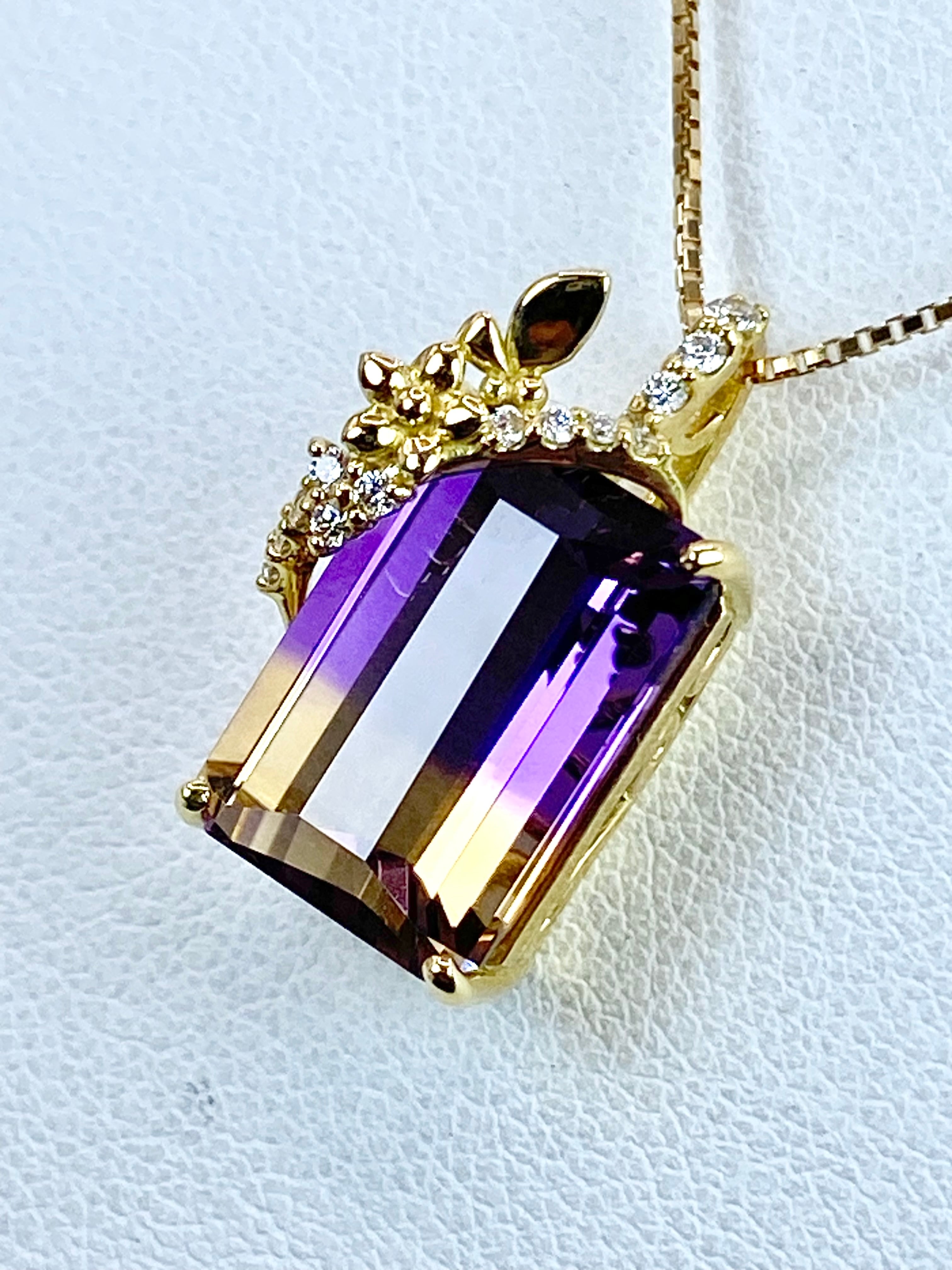 アメトリン 7.61ct / ダイヤモンド 計0.10ct K18 ネックレス