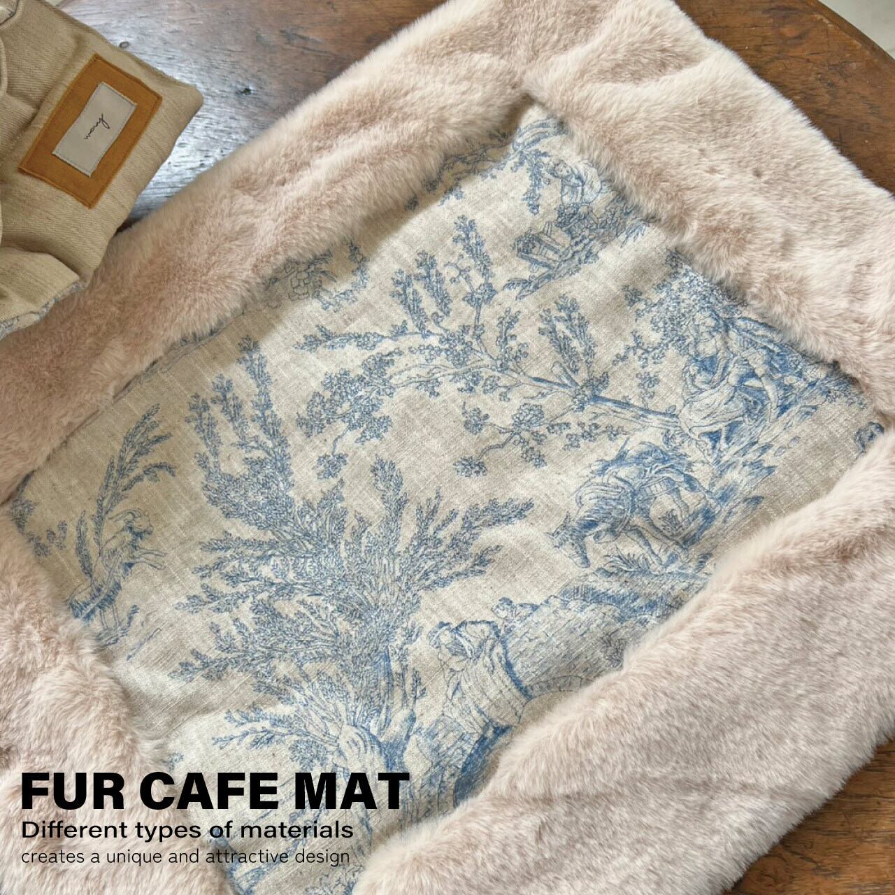 2026F/W／／異素材ふんわりファーカフェマット_アウトラインファー