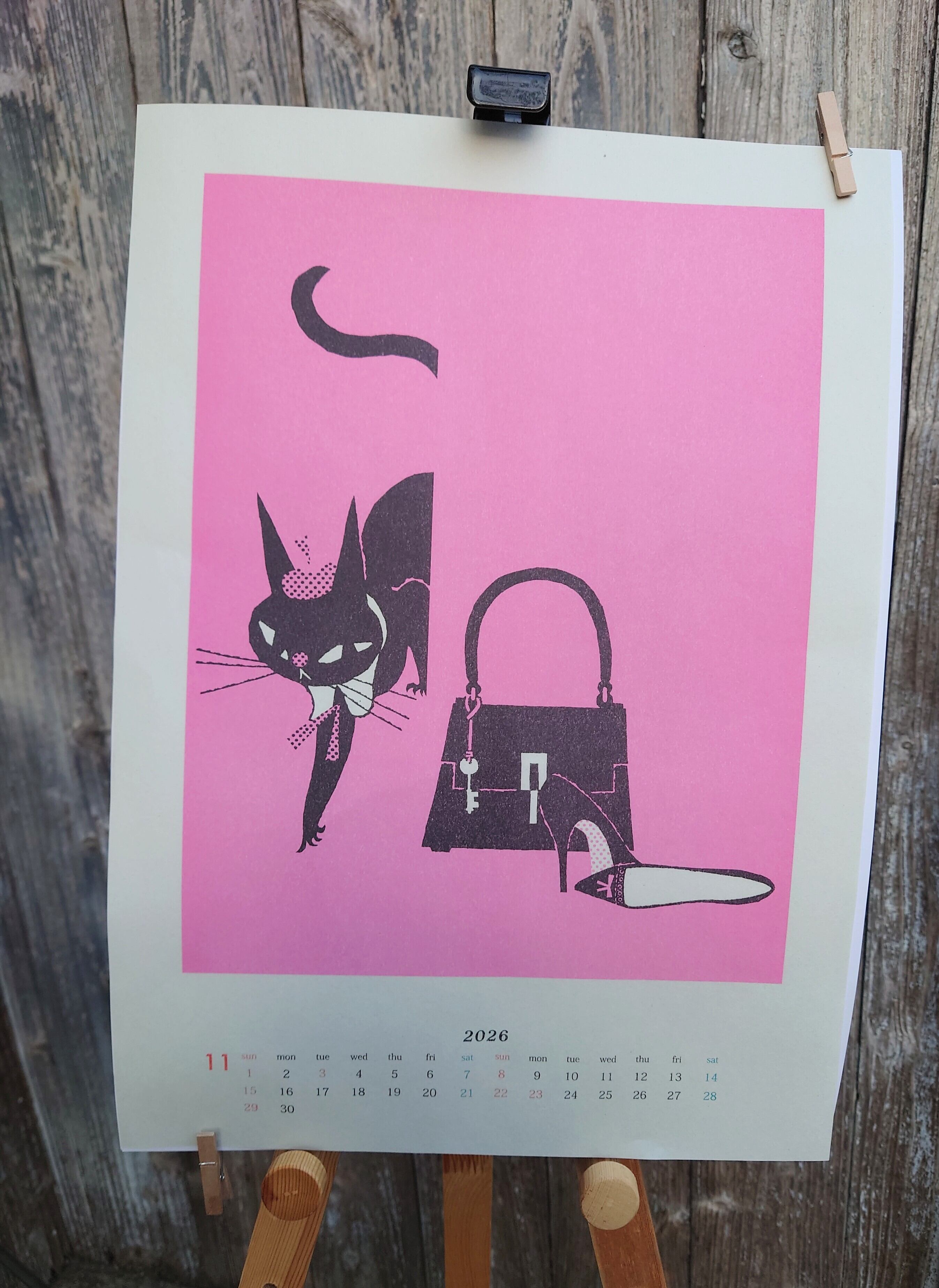 黒ねこ意匠 2026カレンダー【別の商品との同梱不可商品・説明文の確認