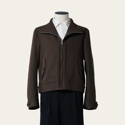 HIGH NECK PINTUCK JACKET BROWN