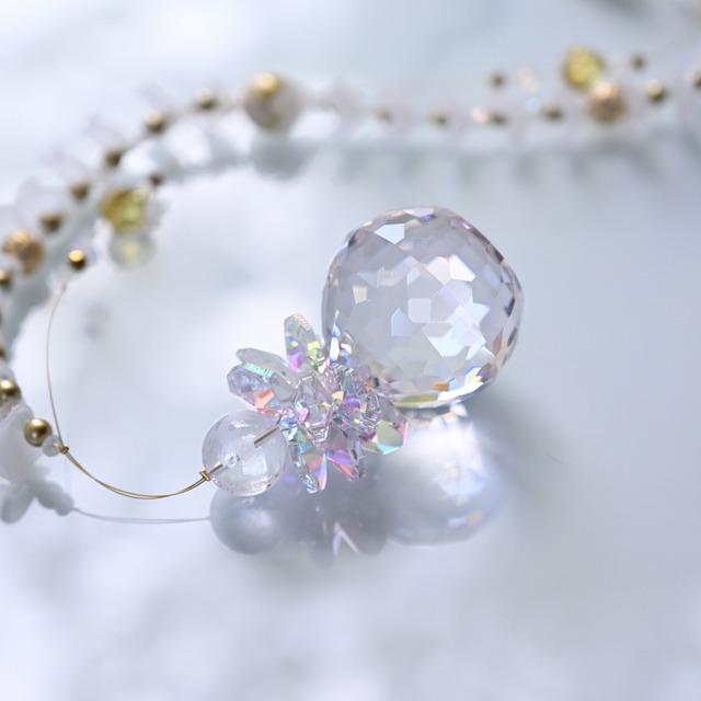 【願望実現】シトリン＆龍彫り水晶入り＊昇り龍の黄金サンキャッチャー