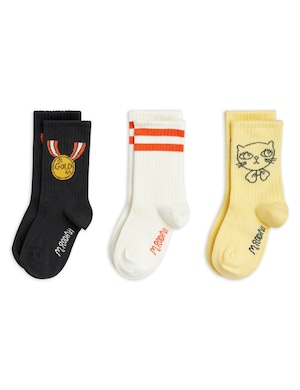 【24SS 】minirodini( ミニロディーニ ) MEDALS  3pack SOCKS 　multi  靴下　ソックス 　メダル　鳥　ライン