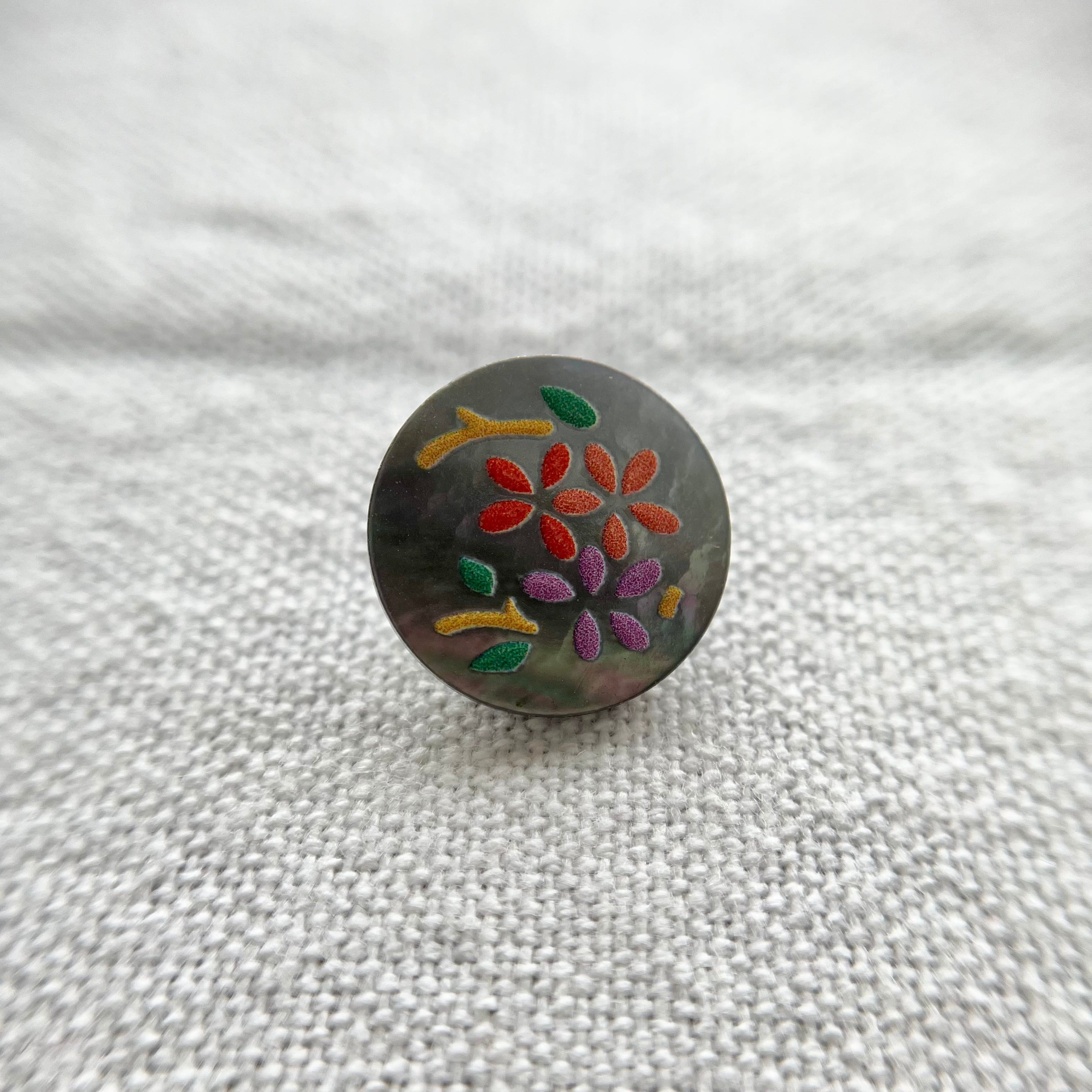 フラワーペイント×黒蝶貝 15㎜