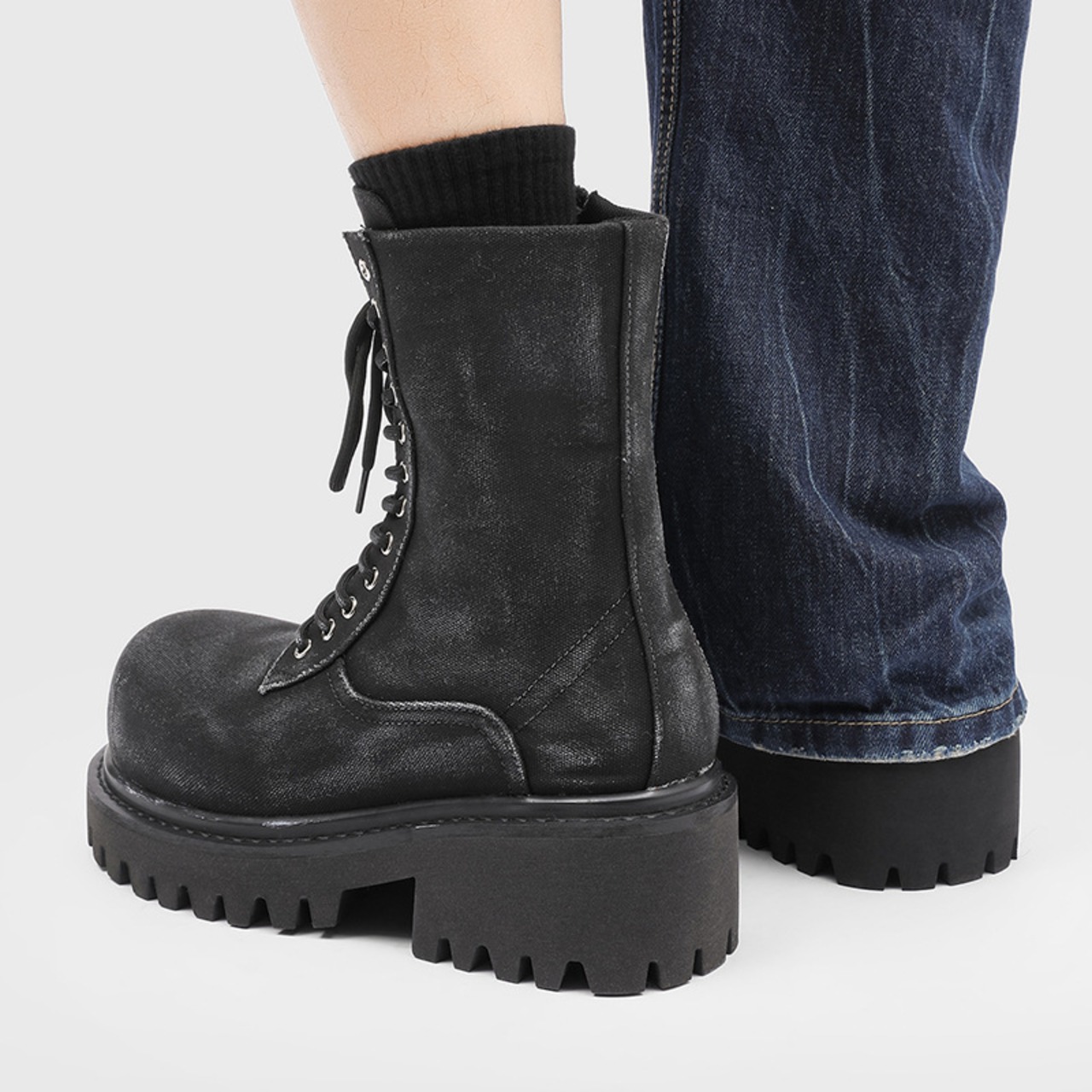 Chunky Sole Lace-Up Boots