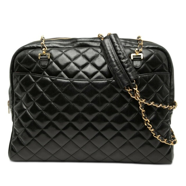 シャネル マトラッセ チェーン ショルダーバッグ ブラック ラムスキン レディース CHANEL 【中古】