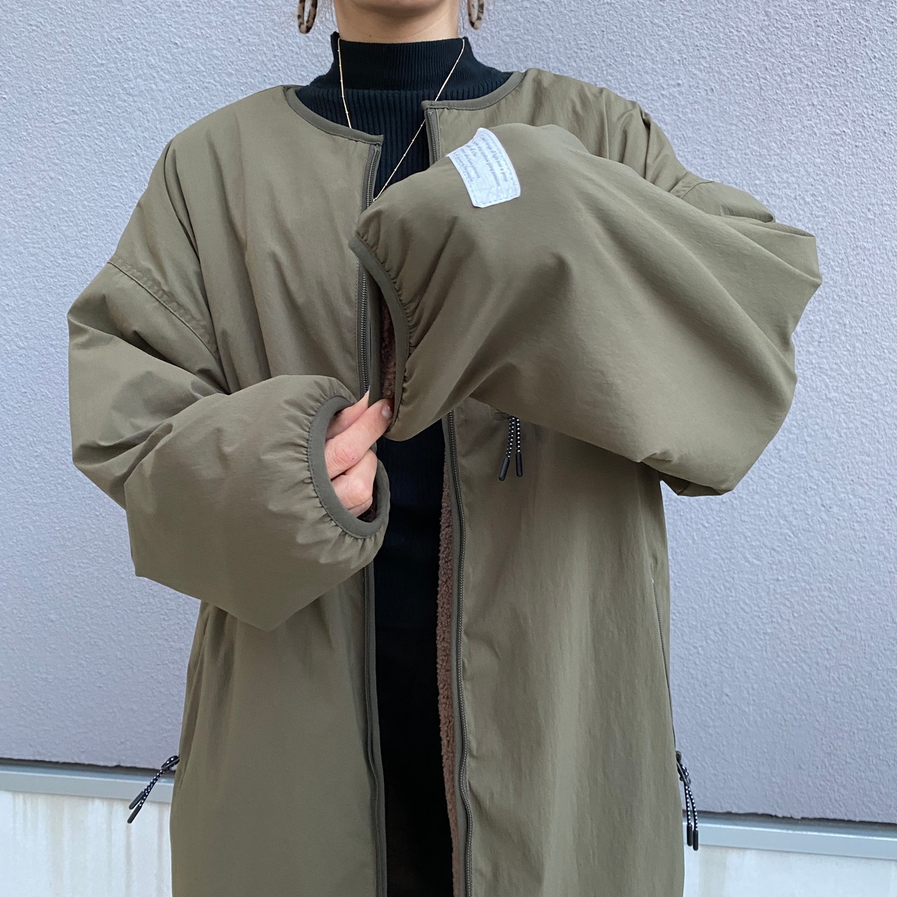 2way多機能ソフトリバーシブルボアouterlong／khaki