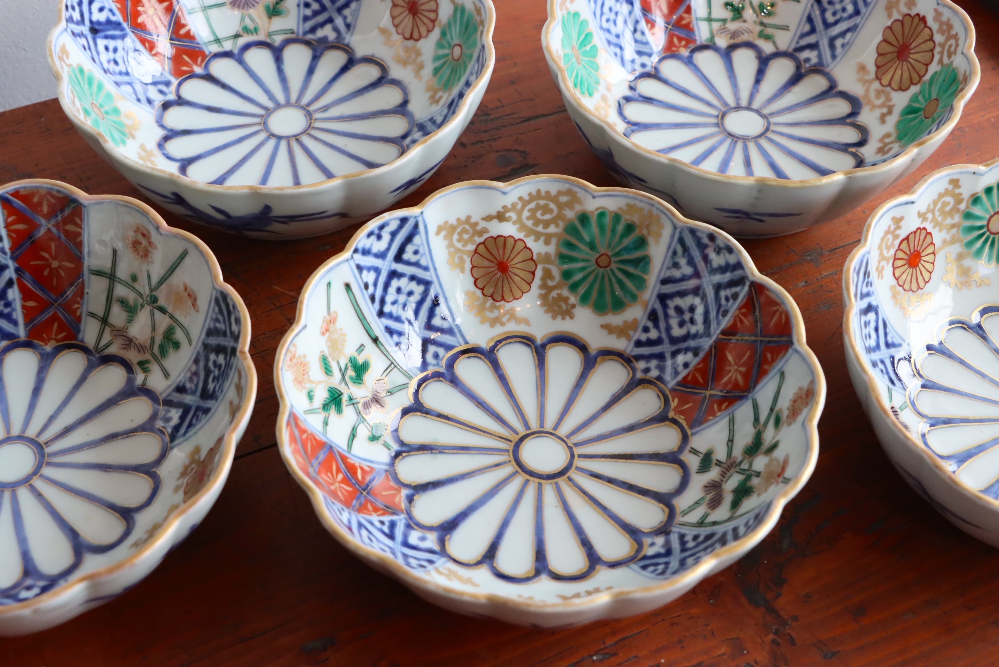 古伊万里 色絵 菊割 菊籬文 膾皿/Old Imari 