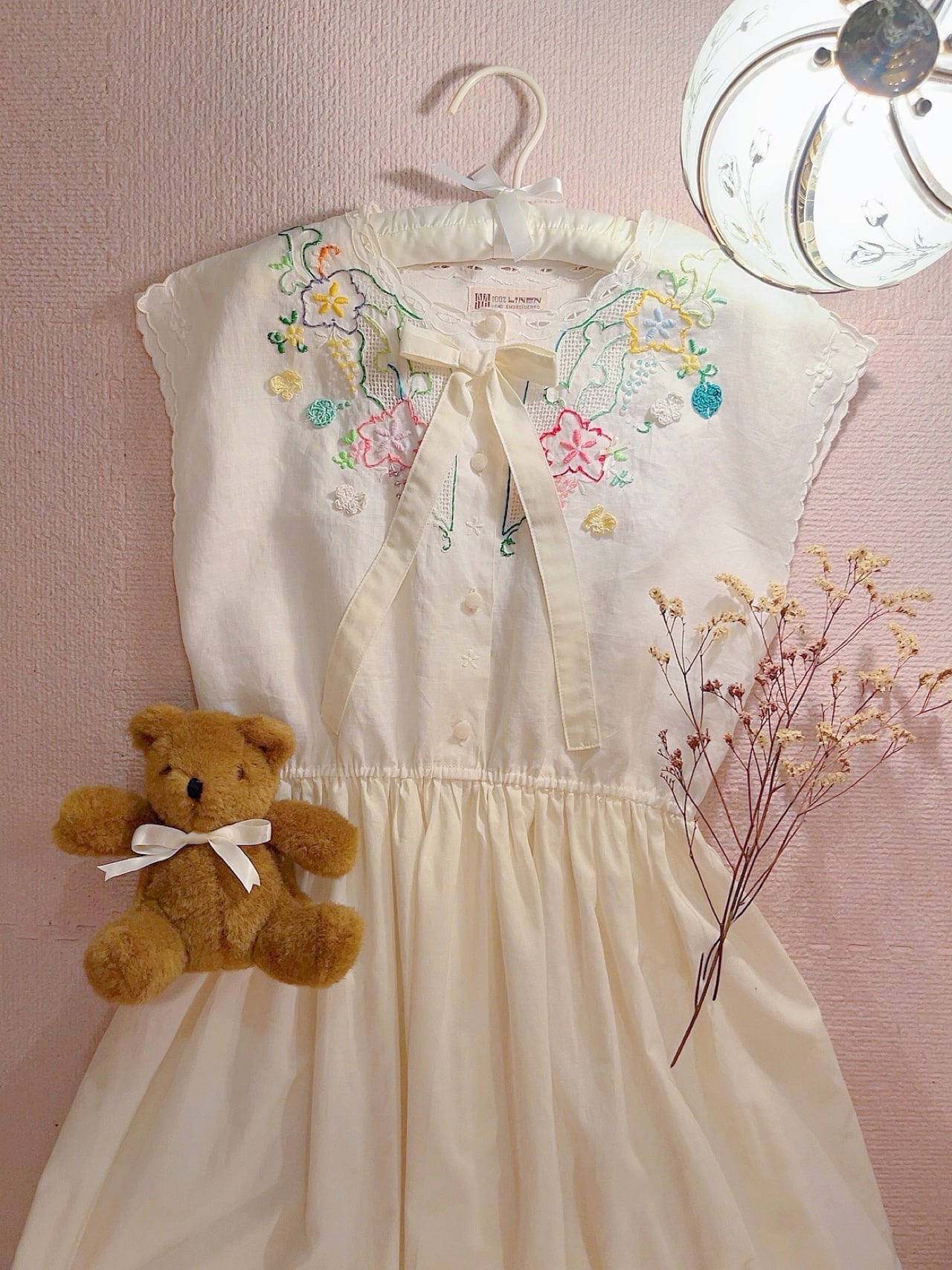 remake / flower embroidery one-piece