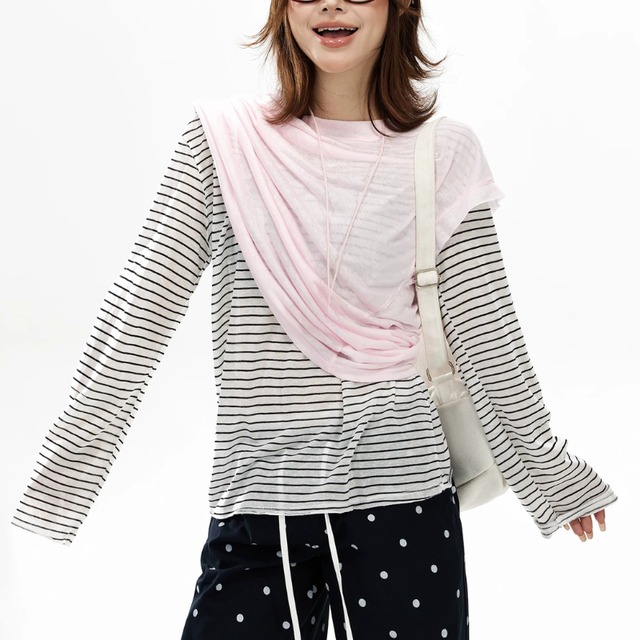 border layered long tee　ボーダーレイヤードロングティー　J2128