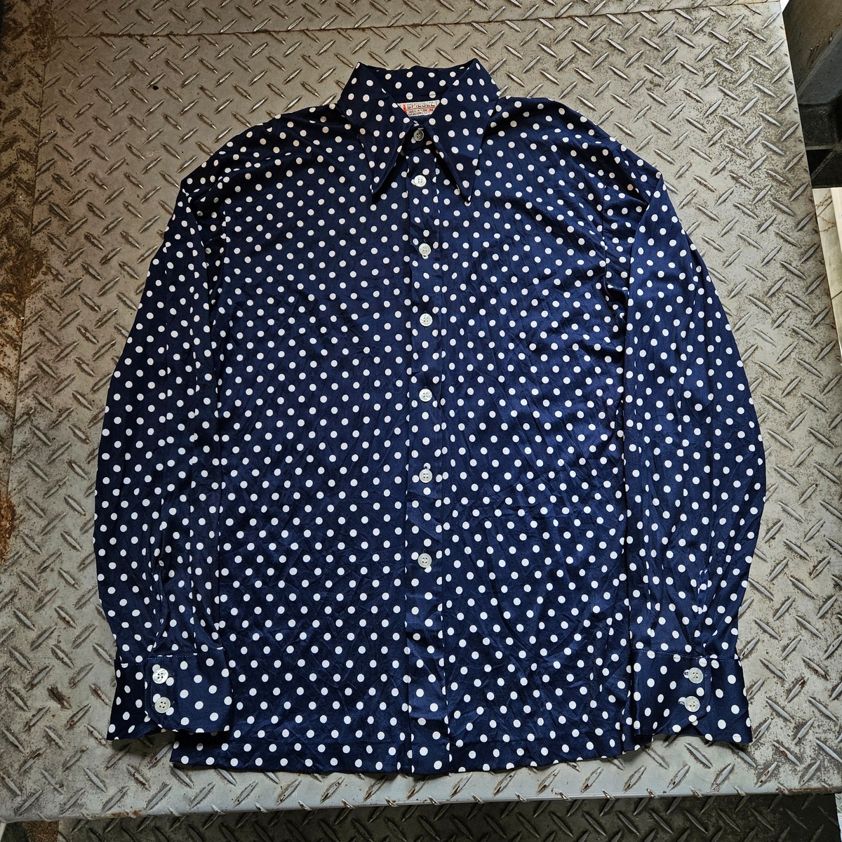 ポルカドット！ 70s Vintage L/S Shirt ナイロンシャツ ポリシャツ 